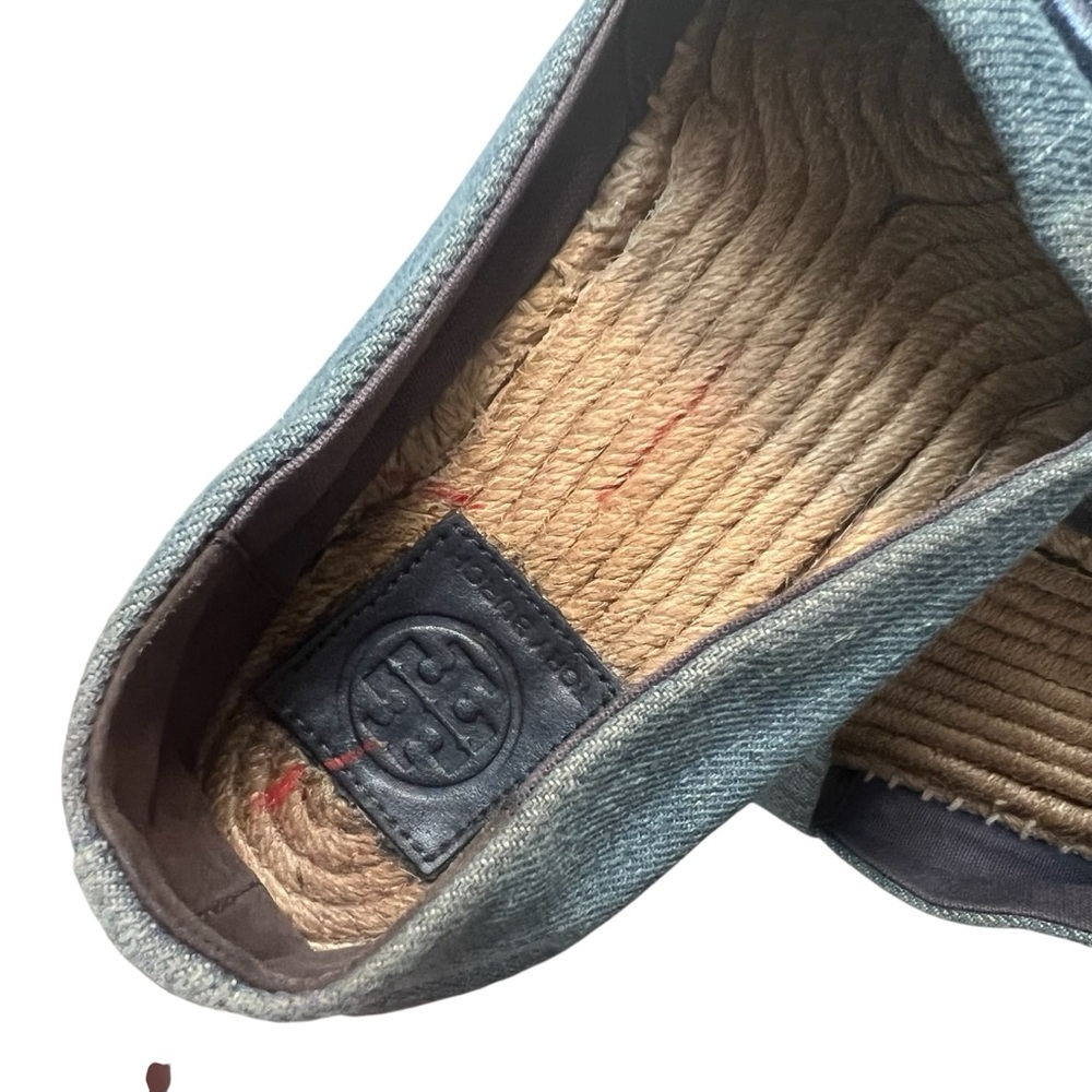 TORY BURCH Benton Denim Cap Toe Espadrille Blue Platform Women’s Size 6 - Picture 12 of 16